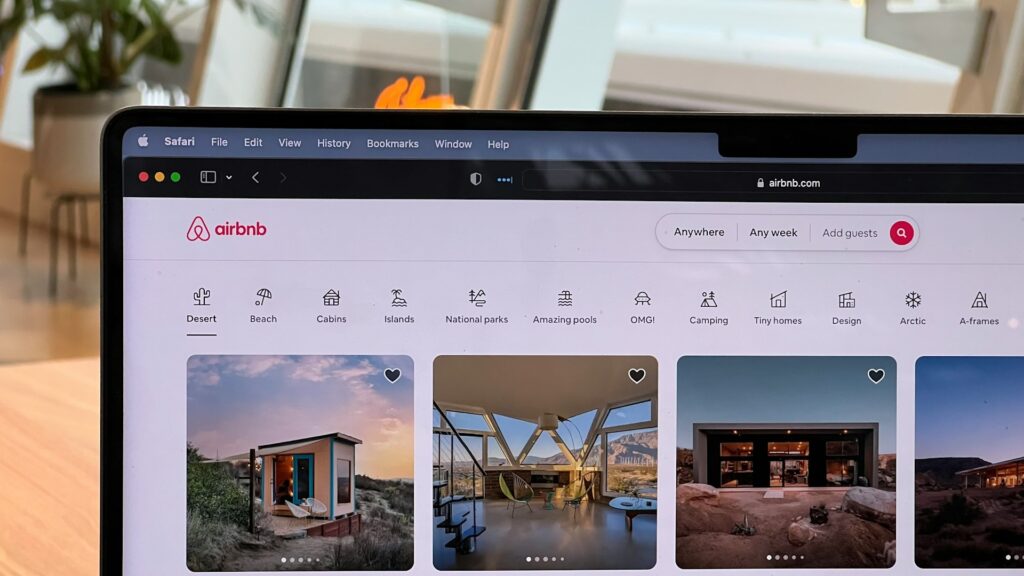 Airbnb homepage showing listings and filters, related to cancellation policy Airbnb