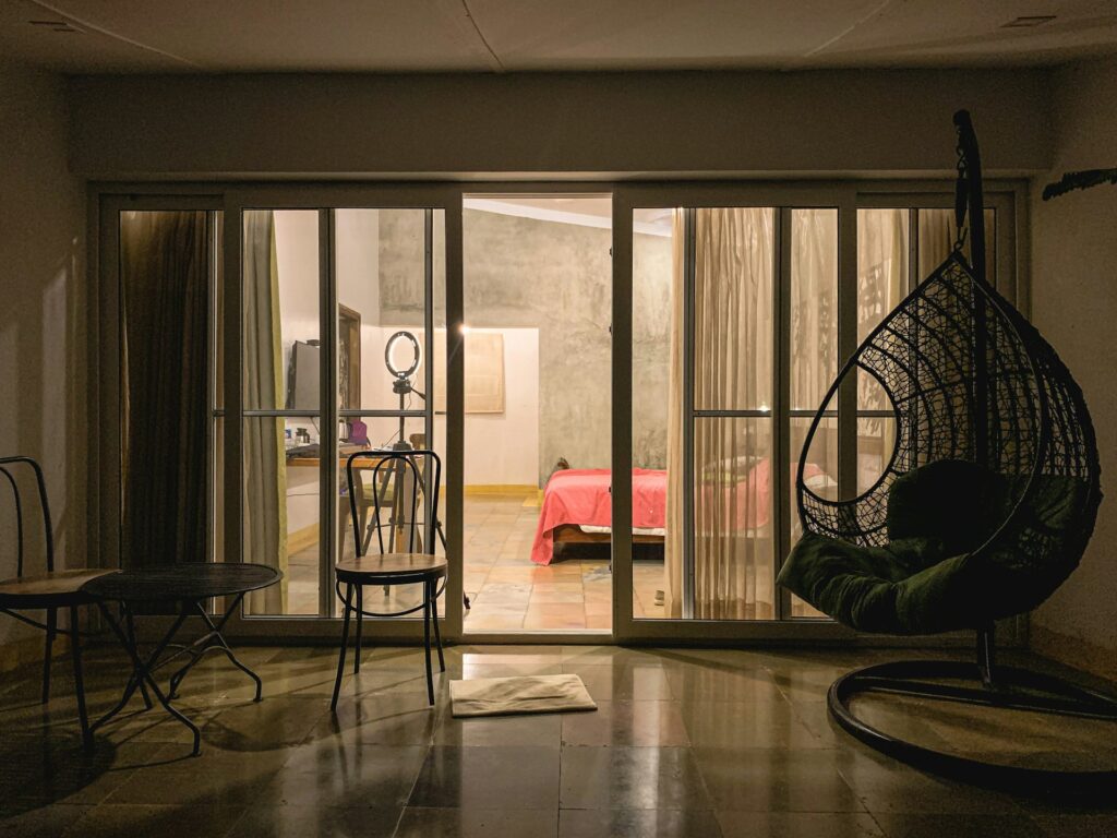 Modern flat interior set up for renting for short term in the UK.