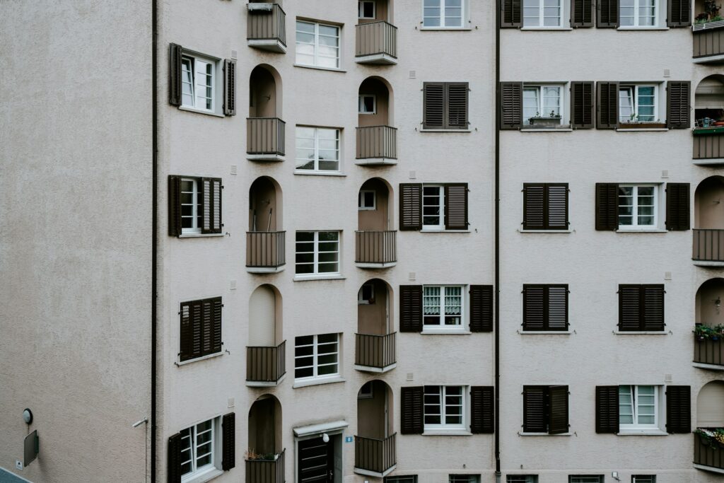 Apartment block in London with units available for renting for short term.